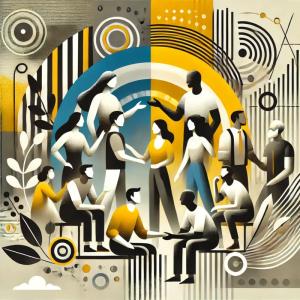 A-blog-image-emphasizing-human-connection-with-a-racially-diverse-group-of-individuals-interacting-in-a-friendly-and-engaging-environment