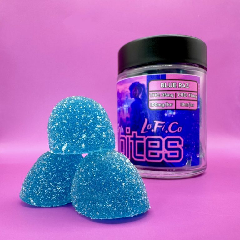 Mega bites 10ct 100mgea  blue razz   high fidelity co