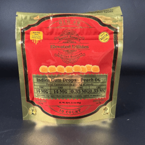 peach og elevated edibles gum drops 10ct 22mgea  indica   high fidelity co