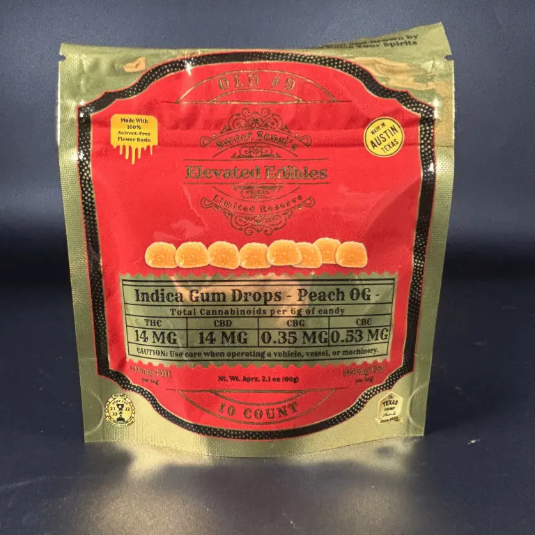 Peach OG Elevated Edibles Gum Drops 10ct (22mg/ea.) (Indica) THC gummies