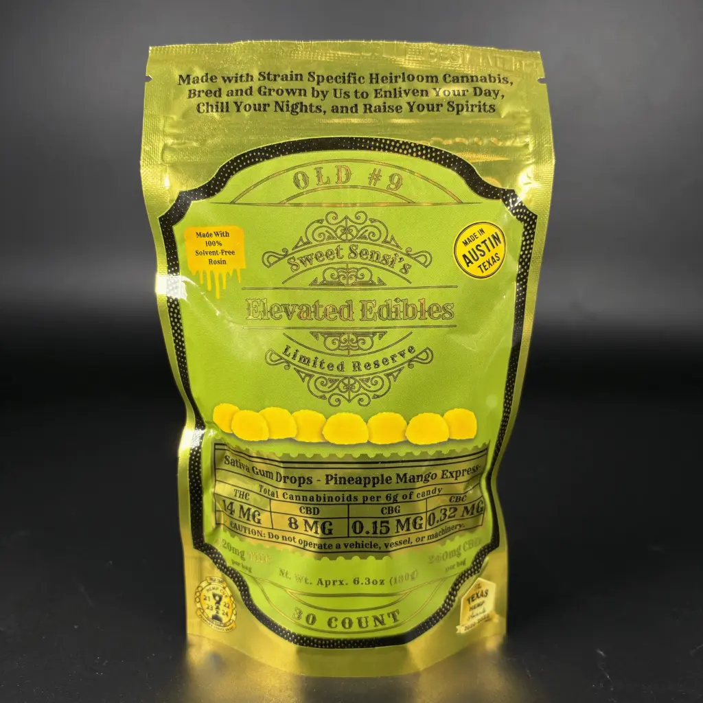 Pineapple Mango Express Elevated Edibles Gum Drops  30ct (22mg/ea.) (Sativa) THC edible