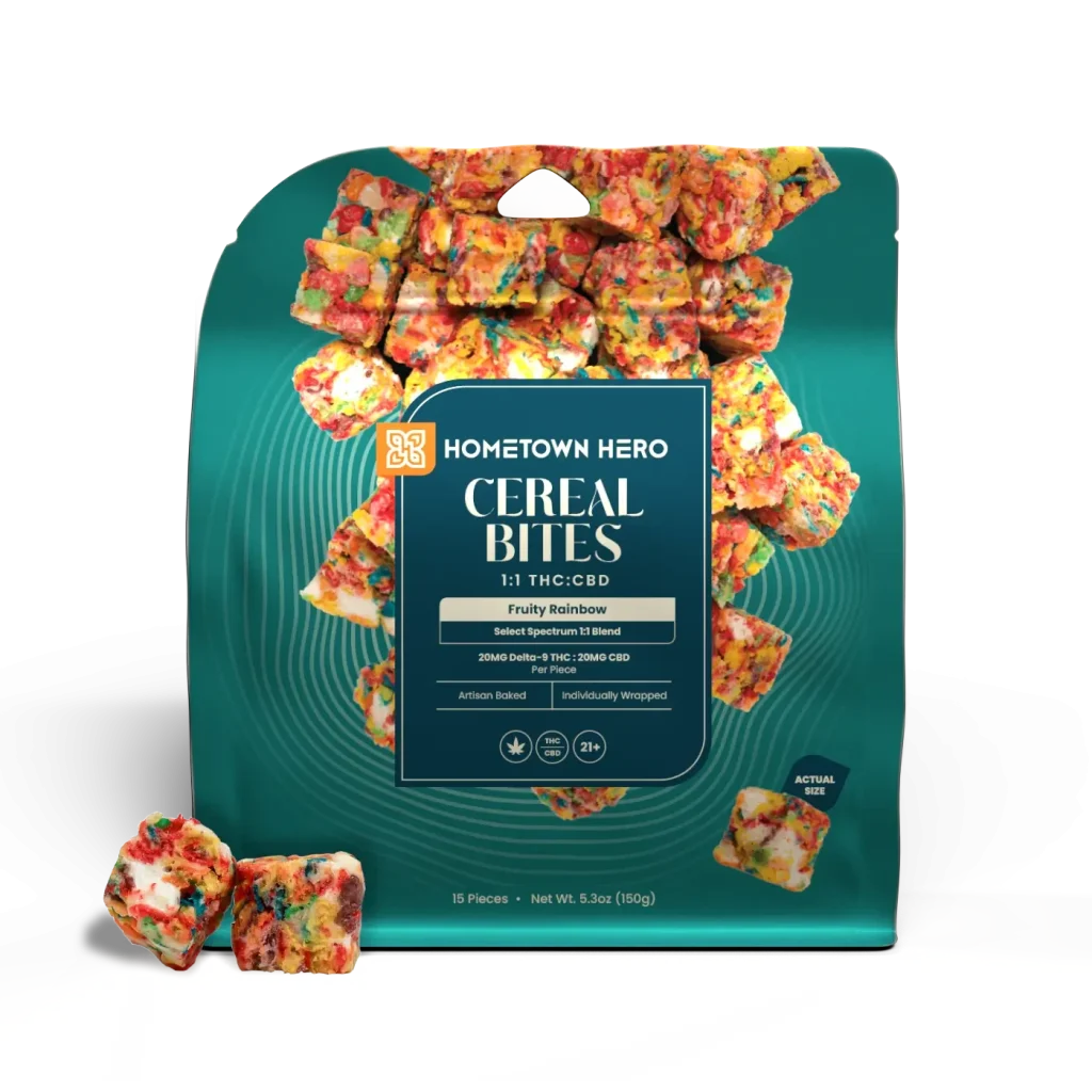 Fruity Rainbow Cereal Bites - Delta 9 + CBD, 20mg Each (15ct) THC edible