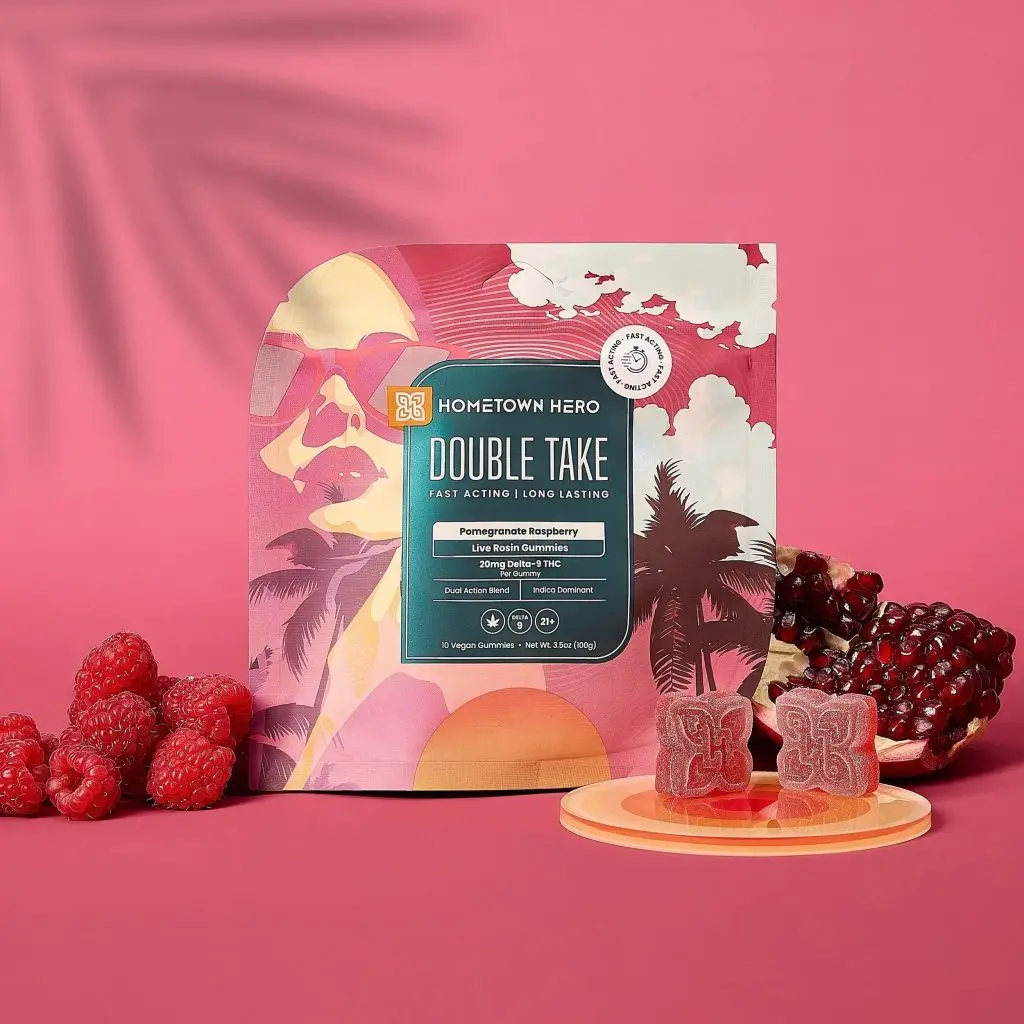 Pomegranate Raspberry Live Rosin Delta 9 Gummies - 20mg, Indica (10ct) THC edible