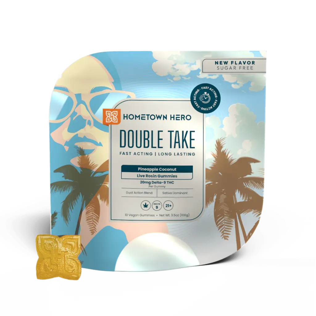 Pineapple Coconut Live Rosin Delta 9 Gummies - 20mg, Sativa (10ct) THC edible