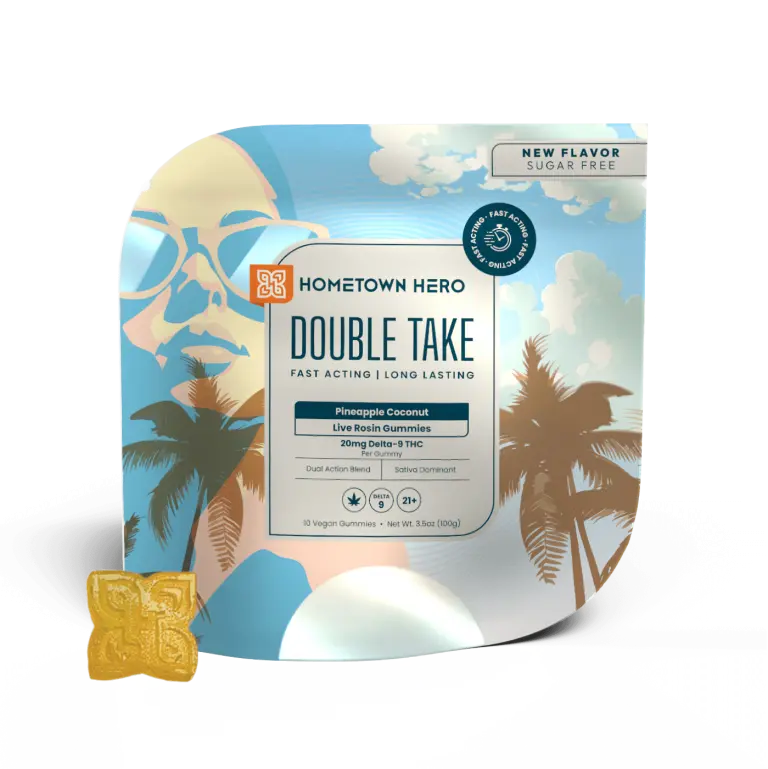 Pineapple Coconut Live Rosin Delta 9 Gummies - 20mg, Sativa (10ct) THC gummies
