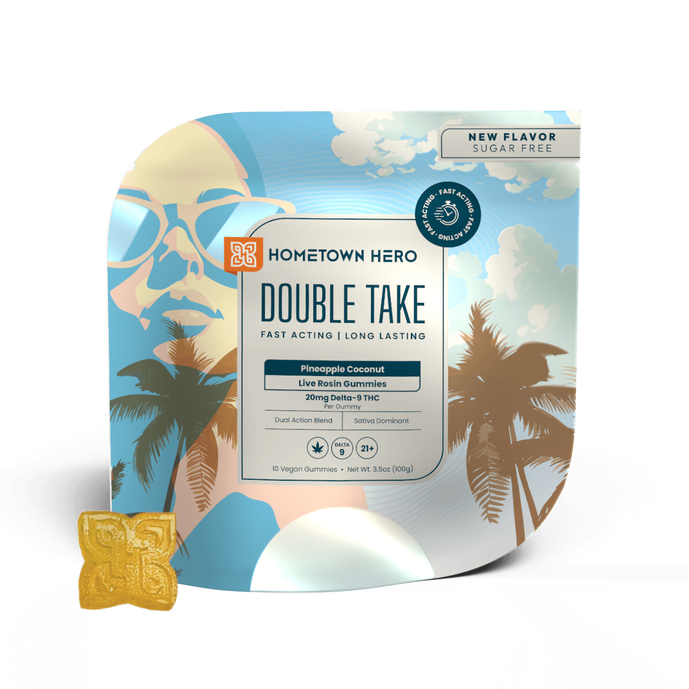 Pineapple Coconut Live Rosin Delta 9 Gummies, Sativa (10ct)