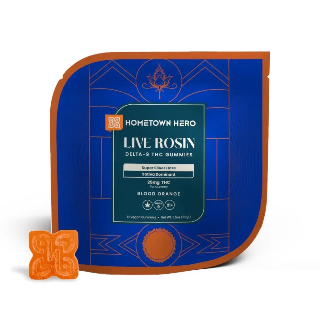 Blood Orange SSH Live Rosin Delta 9 Gummies - 25mg, Sativa (10ct) THC edible