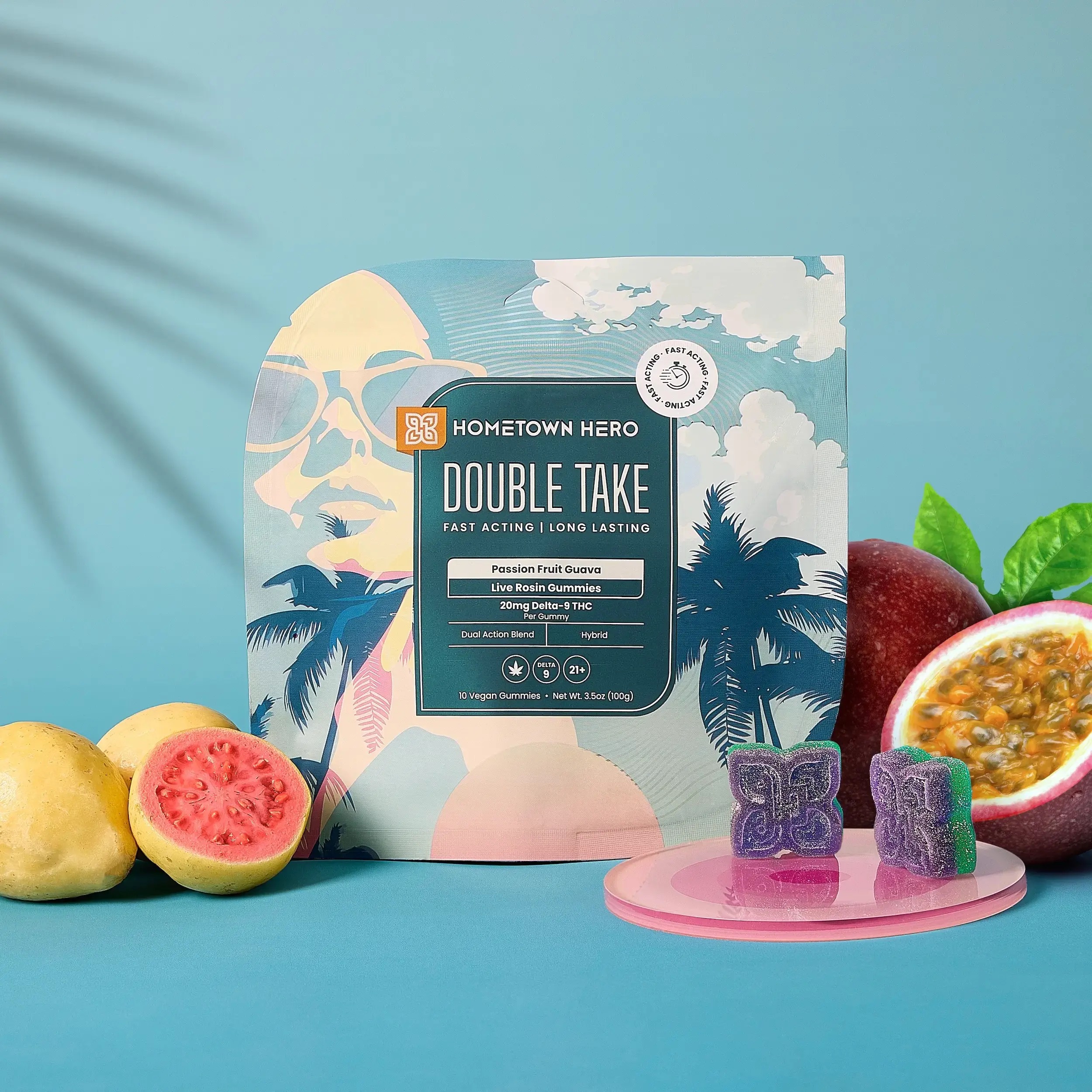 Passion Fruit Guava Live Rosin Delta 9 Gummies, Hybrid (10ct)